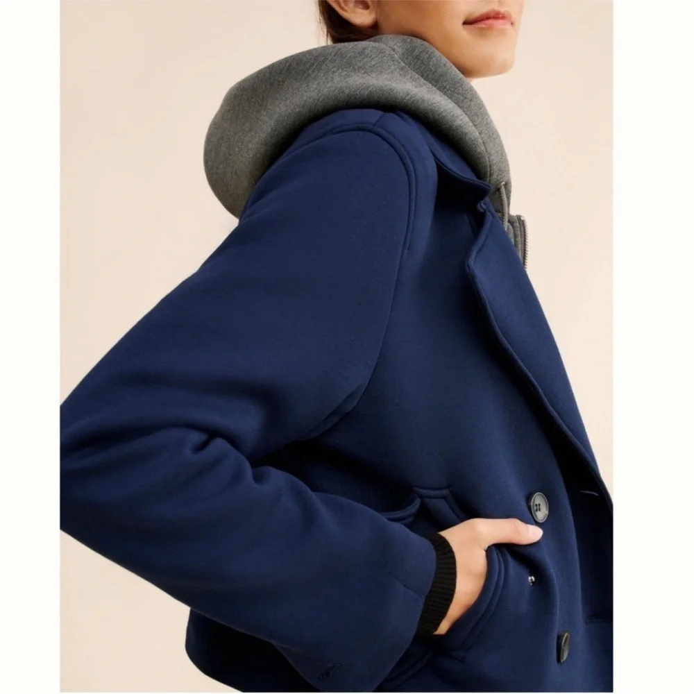 Maeve Twofer Hooded Scuba Peacoat Jacket Navy size Small